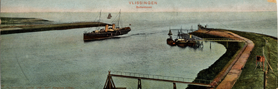 3728 'Vlissingen Buitenhaven'. Gezicht op de Buitenhaven van Vlissingen. Binnenkomst van een mailboot van de ...