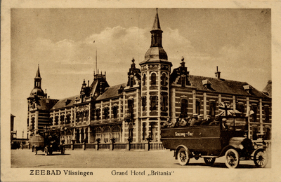 3870 'Zeebad Vlissingen. Grand Hotel 'Britania'. Grand Hotel des Bains, geopend op 26 juni 1886. Aangekocht door de ...
