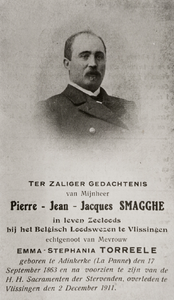 4112 Bidprentje van Mijnheer Pierre-Jean-Jacques Smagghe. In leven zeeloods bij het Belgisch loodswezen te Vlissingen. ...