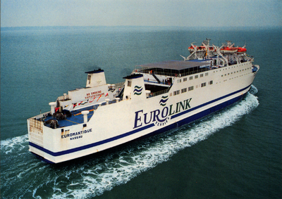 5041 Het schip 'Euromantique' (bouwjaar 1976) van Eurolink Ferries van de veerdienst Vlissingen-Sheerness, opvolger van ...