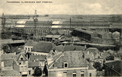 5395 Koninklijke Maatschappij de Schelde (KMS) in Vlissingen. 'Panorama, Vlissingen met Fabriek'. Gezicht op de ...