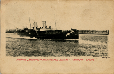 7053 'Mailboot 'Stoomvaart-Maatschappij Zeeland' Vlissingen - Londen' Raderboot ss Nederland, in dienst 1887, uit ...