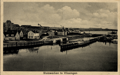 7583 'Sluiswerken te Vlissingen'Stationsplein, sluizen en Buitenhaven.