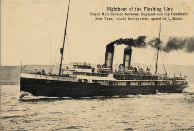 7687 'Nightboat of the Flushing Line. Royal Mail Service between England and the Continent. 3000 Tons, 10.000 ...