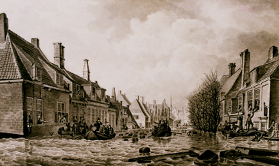 8157 Foto van een kopergravure van J.H. Koekoek (15.4 x 25.4 cm.). Titel: 'Gezigt van de Palingstraat te Vlissingen op ...