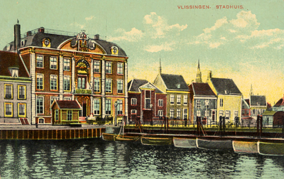 8380 'Vlissingen. Stadhuis' Stadhuis op de Houtkade (Van Dishoeckhuis) en Schipbrug.