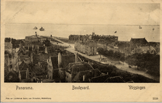 8770 'Panorama. Boulevard. Vlissingen' Vanaf de Sint Jacobstoren gezicht op het Bellamypark, het Keizersbolwerk en ...