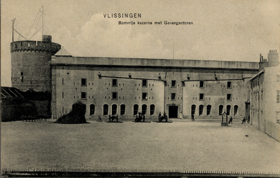 10288 'Vlissingen. Bomvrije Kazerne met Gevangentoren' De Bomvrije Kazerne, gebouwd in 1812. Aangebouwd aan de ...