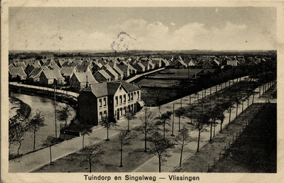 10365 'Tuindorp en Singelweg - Vlissingen'. Op de voorgrond de Singel met links de Vlissingse watergang en op de ...