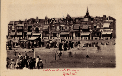 11395 'Villa's en Strand - Vlissingen. Groet uit'. Boulevard Evertsen met op de voorgrond het badstrand