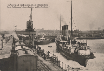 11709 'Arrival of the Flushing boat at Folkestone. Royal Mail Service between England and the Continent.' ...