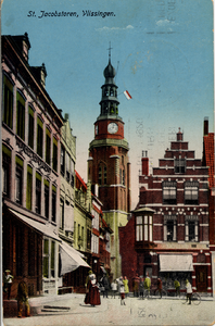 11756 'St. Jacobstoren, Vlissingen'. De Kerkstraat en St. Jacobstoren gezien vanaf het Bellamypark