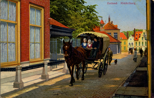 11894 'Zeeland. Middelburg.' Straatbeeld met huifkar