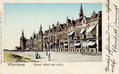 12980 'Vlissingen. Grand Hotel met villa's'. Boulevard Evertsen met links het Grand Hotel des Bains