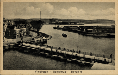 13051 'Vlissingen - Schipbrug - Dokzicht'. De Schipbrug met links de Koningsweg en rechts op de achtergrond de ...