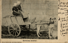 13144 'Walchersche hondenkar' met twee meisjes in klederdracht