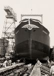 15218 Kon. Mij. de Schelde, tewaterlating van de turbinetanker 'Moordrecht' op 23 april 1955.Bouwnr.: 277, bouwjaar: ...