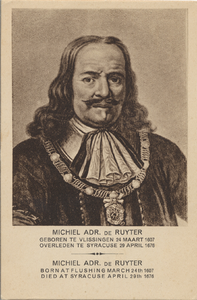 15381 'Michiel Adr. de Ruyter Geboren te Vlissingen 24 maart 1607. Overleden te Syracuse 29 april 1676'