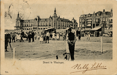 15480 'Strand te Vlissingen.'Badstrand en het Grand Hotel des Bains (later Britannia) op Boulevard Evertsen.