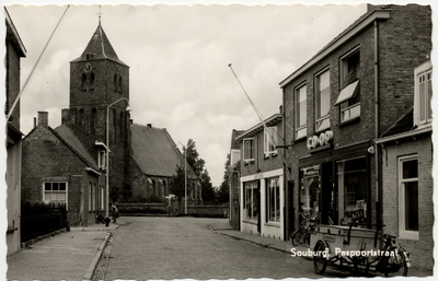 16186 'Souburg. Paspoortstraat' Gezien in de richting van het Oranjeplein in Oost-Souburg met links bazar Kemeling en ...