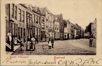 16198 'Markt - Vlissingen. Groet uit' De Slijkstraat gezien vanaf de Grote Markt