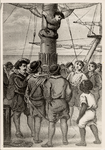 18024 M.A. de Ruyter als jongen voor het eerst aan boord (steendruk).