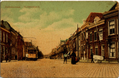 18415 'Badhuisstraat. Vlissingen.' Badhuisstraat met links de tram gezien vanaf het Betje Wolffplein