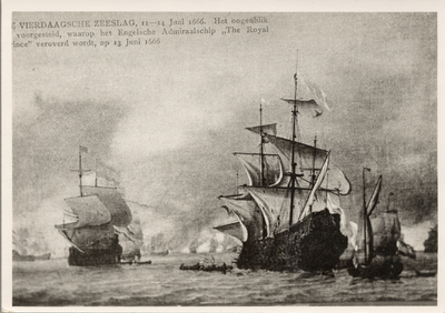 18535 De vierdaagse zeeslag, 11-14 juni 1666 (foto reproduktie naar een schilderij.