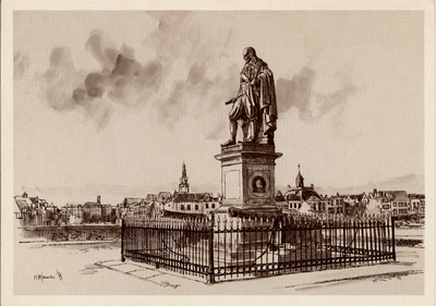 18598 'Vlissingen Standbeeld van Michiel de Ruyter op het Keizersbolwerk' 'Gietijzeren beeld uit 1841 ter ere van de in ...