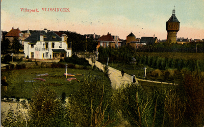 18838 'Villapark. Vlissingen.' Het Villapark gezien vanaf de Boulevard met op de voorgrond de Parklaan. Op de ...