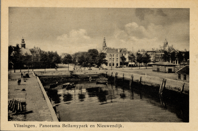 18898 'Vlissingen. Panorama Bellamypark en Nieuwendijk.'De Voorhaven met op de achtergrond Bellamypark, Nieuwendijk en ...