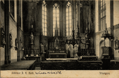18959 'Interieur R.K. Kerk. Vlissingen'St. Jacobuskerk aan de Pottekade (Wilhelminastraat), gebouwd in 1805.
