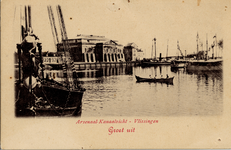 18987 'Arsenaal-Kanaalzicht - Vlissingen. Groet uit' De Dok- of Marinehaven met op de achtergrond het Groot Arsenaal
