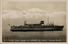 19207 'M.S. Koningin Emma, Passagier- en maildienst 'Mij. Zeeland' Vlissingen-Harwich' Stoomvaartmij. Zeeland, m.s. ...