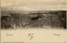 19306 'Panorama. Vlissingen' Luchtfoto vanaf de Sint Jacobstoren met zicht op de Korte Noordstraat, Lange Noordstraat, ...