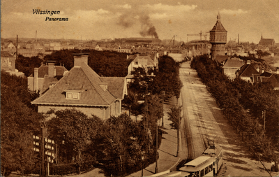 19357 'Vlissingen Panorama' De Badhuisstraat en omgeving gezien vanaf de Boulevard