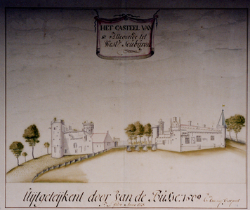 19626 'Het Casteel van St. Allegonde tot Wester-Souburg, uytgeteykent door van de Busse, 1609'. Afbeelding van het ...