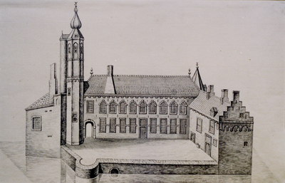 19630 Afbeelding van het kasteel Aldegonde te West-Souburg. Tekening, gewassen in O.I. inkt door P. Snijders, z.j. (c. ...