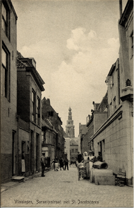 20764 'Vlissingen, Sarazijnstraat met St Jacobstoren' gezien vanaf de Nieuwendijk