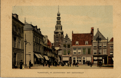 21194 'Vlissingen, St Jacobstoren met Kerkstraat' gezien vanaf het Bellamypark