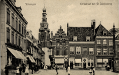 21204 'Vlissingen. Kerkstraat met St Jacobstoren' gezien vanaf het Bellamypark
