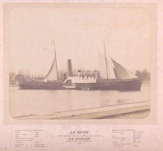 22187 Kon. Mij. De Schelde, bouwnummer 50. Stalen Raderboot La Dives. Bouwjaar 1886. Opdrachtgever C.A. de Paquebots a ...