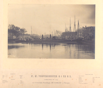 22191 Kon. Mij. De Schelde, bouwnummer 110. Torpedoboot G 2, gelegen in de Dokhaven. Bouwjaar 1905. Eigenaar Kon. Ned. ...