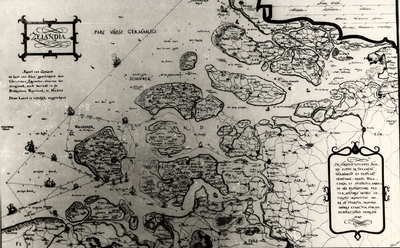22325 Kartografisch document 'Zelandia'. Kaart van Zeeland op last van Alva geschilderd door Christiaan Sgrooten, ...