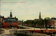 22776 'Beinsplein en Bellamypark. Vlissingen'. Het Beursplein met Beursgebouw en Bellamypark gezien vanaf het Keizersbolwerk