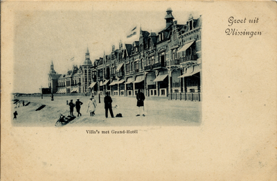 24270 'Villa's met Grand-Hôtel. Groet uit Vlissingen'. Boulevard Evertsen met op de achtergrond het Grand Hotel des Bains