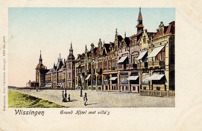 24493 'Vlissingen. Grand Hôtel met villa's'. Boulevard Evertsen met links Grand Hotel des Bains