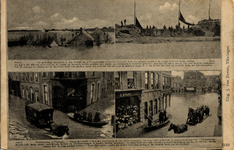 26053 Overstroming 1906. Vier afbeeldingen: De dijk bij Yerseke en de Walstraat te Vlissingen.