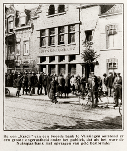 26111 Bij een 'Krach' van een tweede bank te Vlissingen ontstond er een groote ongerustheid onder het publiek, dat als ...