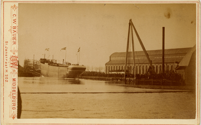 27232 Kon.Mij. De Schelde. Bouw van de Batavia, voor de Kon. Rotterdamsche Lloyd. Opdracht 15 mei 1882. Tewaterlating 7 ...